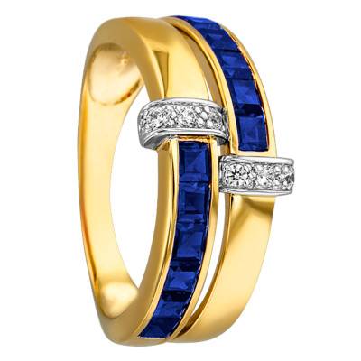 Bague Callidicé 2 Ors 750, Saphirs 1,58 ct, Diamants 0,08 ct - Joelli