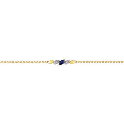 Bracelet 2 Ors 750 Saphir & Diamants, Longueur 15 cm à 18 cm - Joelli
