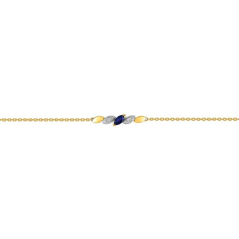 Two-Tone 750/1000 Gold Diamond & Sapphire Bracelet, 15 cm to 18 cm Length - Joelli