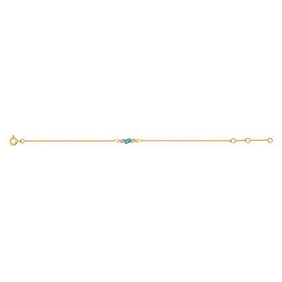 Two-Tone 750 Gold Bracelet with Diamonds and Emerald, Length 15 cm to 18 cm - Joelli