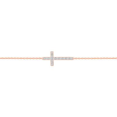 Rose Gold 750/1000 Diamond Cross Bracelet, 16 cm to 18 cm - Joelli
