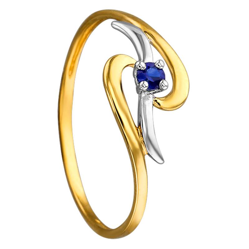 750/1000 Two-Tone Gold Sapphire 0.079 ct Solitaire Ring - Joelli