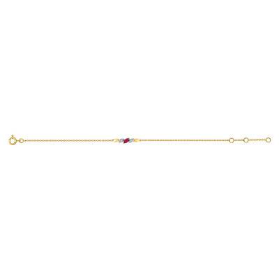 750/1000 Two-Tone Gold Diamond & Ruby Bracelet, Adjustable Length 16.5 cm to 18 cm - Joelli