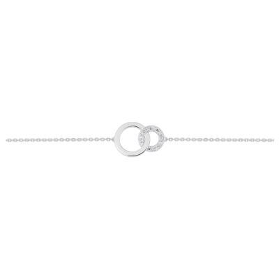 White 750/1000 Gold & Diamond Infinity Circles Bracelet, 18 cm - Joelli