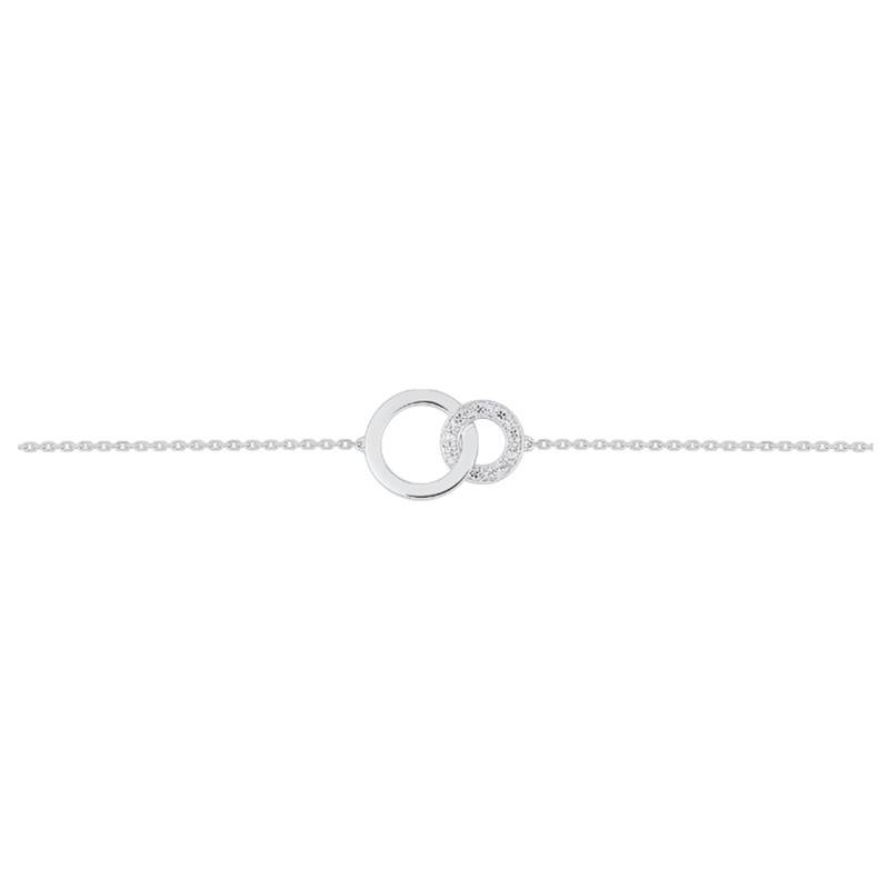 White 750/1000 Gold & Diamond Infinity Circles Bracelet, 18 cm - Joelli