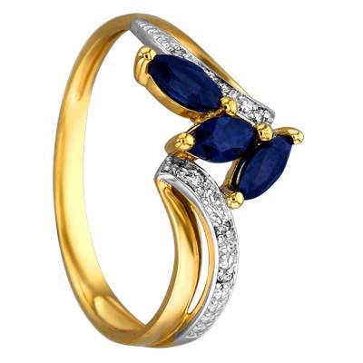 Two-Tone 750/1000 Gold Sapphire 0,58 ct & Diamond 0,028 ct Engagement Ring - Joelli