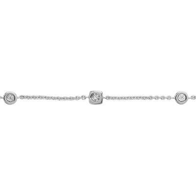 Round & Square Diamond Bracelet, 1 mm Width, 17 cm Length - Joelli