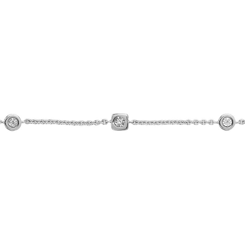 Round & Square Diamond Bracelet, 1 mm Width, 17 cm Length - Joelli