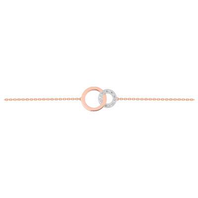 Bracelet Cercles Infini 2 Ors 750 & Diamants, Longueur 18 cm - Joelli