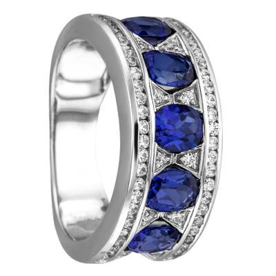 Bague Cupidone Or Blanc 750, Saphirs 2,25 cts, Diamants 0,37 ct - Joelli