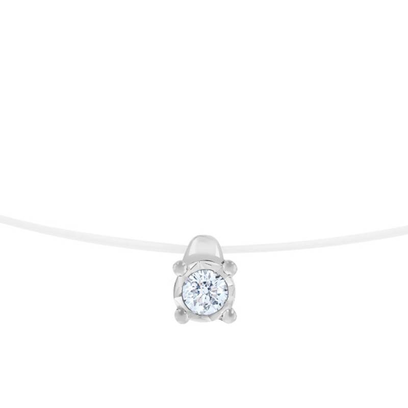 750/1000 White Gold & Nylon Wire Diamond Necklace, 42 cm - Joelli