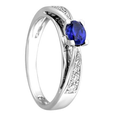Bague Elégantia Or Blanc 750, Saphir 0,50 ct, Diamants 0,10 ct - Joelli