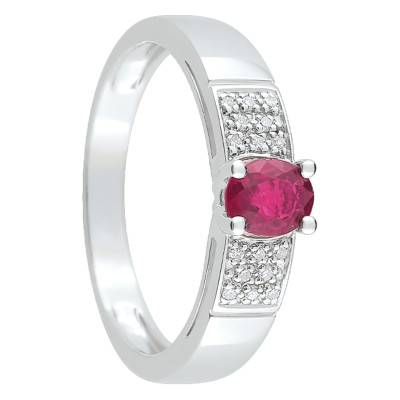 Bague Lysa Or Blanc 750, Rubis 0,49 ct, Diamants 0,44 ct - Joelli