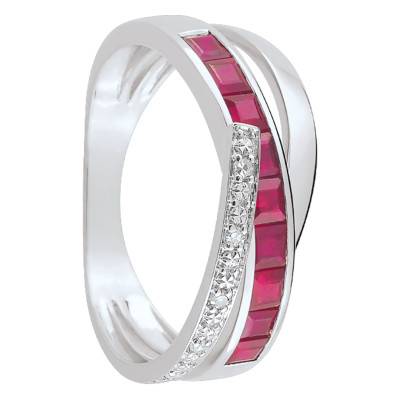 Bague Hoya Or Blanc 750, Rubis 1,15 ct, Diamants 0,03 ct - Joelli