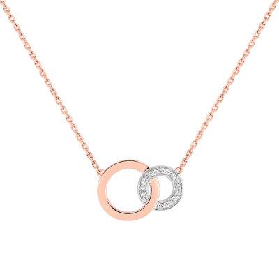Collier Cercles Infini 2 Ors 750 & Diamant, Longueur 42 cm - Joelli