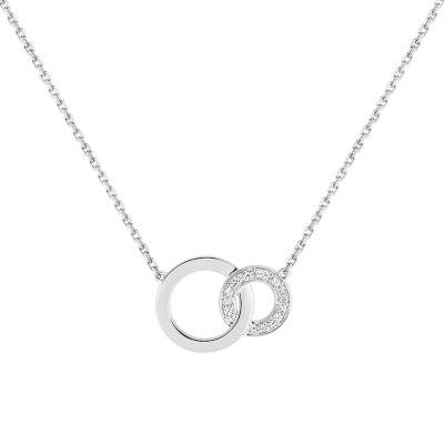 750/1000 White Gold & Diamond Infinity Circle Necklace, Length 42 cm - Joelli