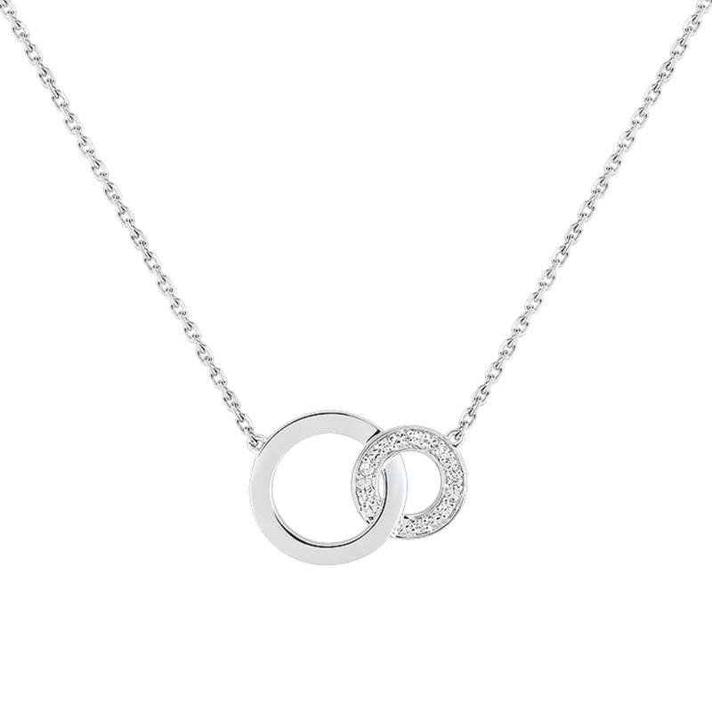750/1000 White Gold & Diamond Infinity Circle Necklace, Length 42 cm - Joelli