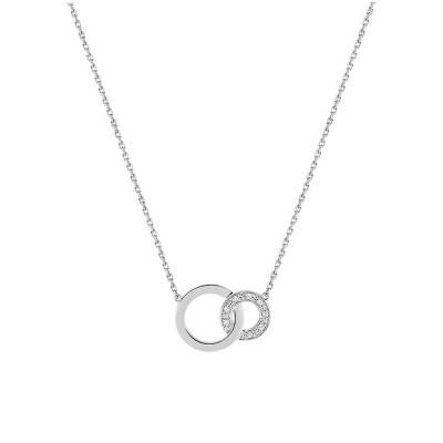 750/1000 White Gold & Diamond Infinity Circle Necklace, Length 42 cm - Joelli