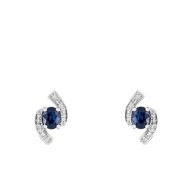 Boucles d'oreilles Spires Or Blanc 750 Saphir & Diamant - Joelli