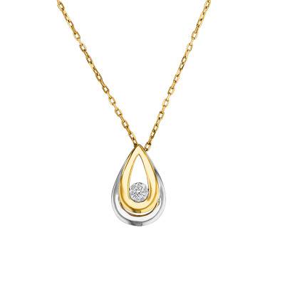 Collier Goutte Double & Diamant, Longueur 42 cm - Joelli