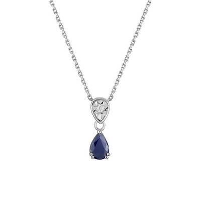 Collier Gouttes saphir & diamant, Longueur 42 cm - Joelli