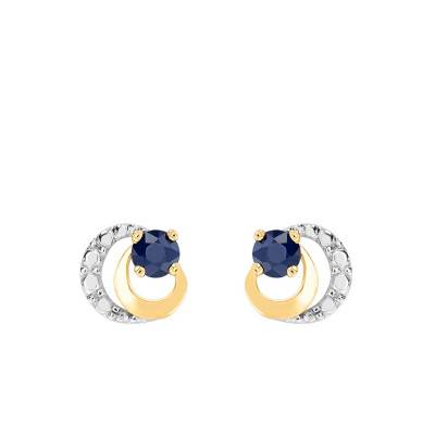 Two-Tone 750/1000 Gold Sapphire Stud Earrings - Joelli