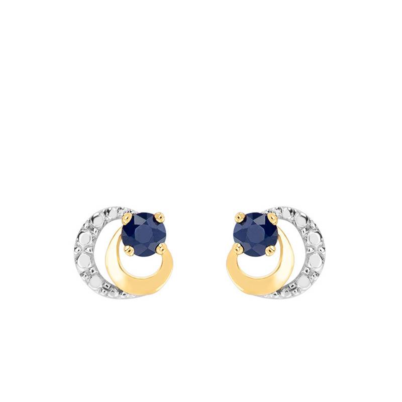 Two-Tone 750/1000 Gold Sapphire Stud Earrings - Joelli