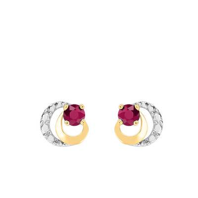 Boucles d'oreilles 2 Ors 750 & Rubis - Joelli
