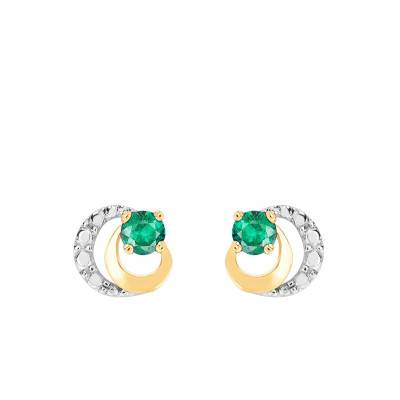 Boucles d'oreilles en 2 Ors 750 & Emeraude - Joelli