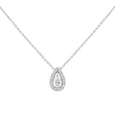 Collier poire diamants 0,41 ct, Or Blanc 750 - Joelli