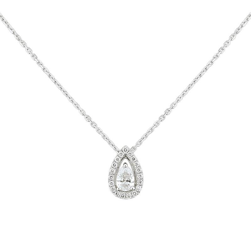18K White Gold & Diamond Drop Necklace 0.41 ct - Joelli