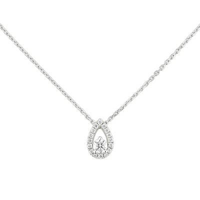 Collier poire diamants 0,243 ct, Or Blanc 750, Longueur 42 cm - Joelli