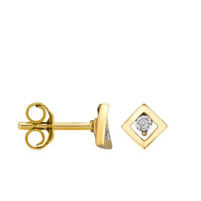Two-Tone 750/1000 Gold Diamond Rhombus Stud Earrings - Joelli