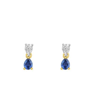 Two-Tone 750/1000 Gold Stud Earrings with Diamond & Sapphire - Joelli