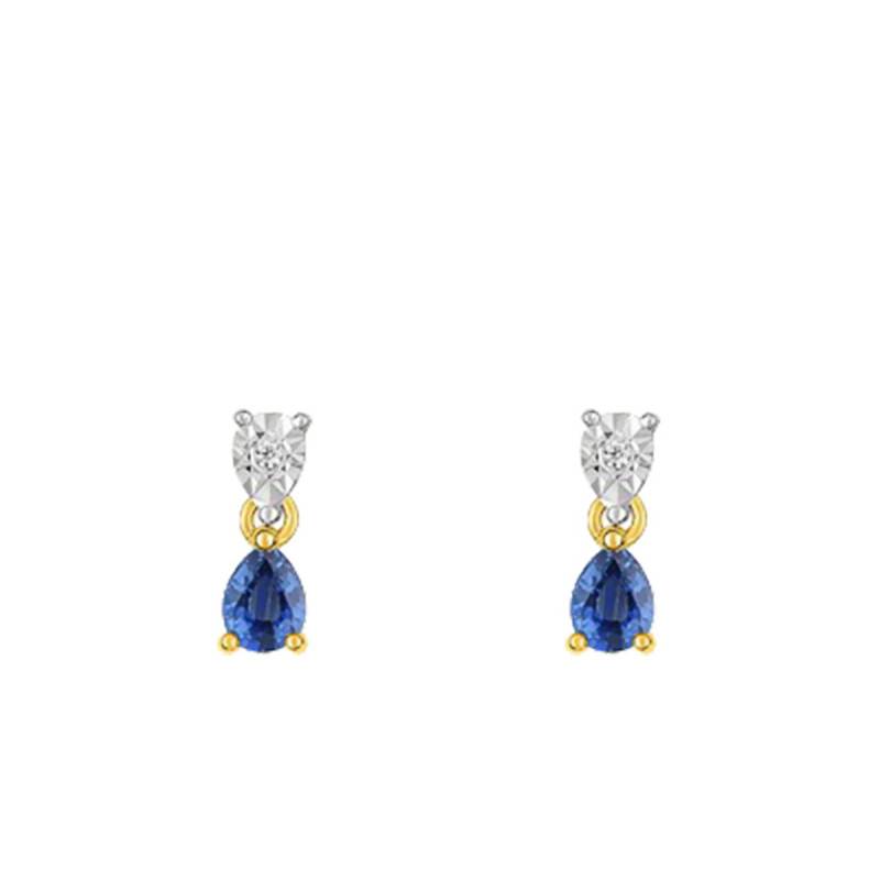 Two-Tone 750/1000 Gold Stud Earrings with Diamond & Sapphire - Joelli