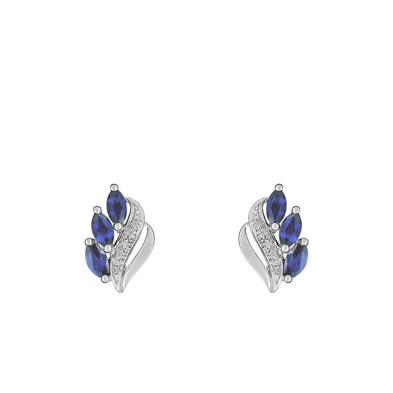 750 White Gold & 3 Marquise Sapphire Drop Earrings - Joelli