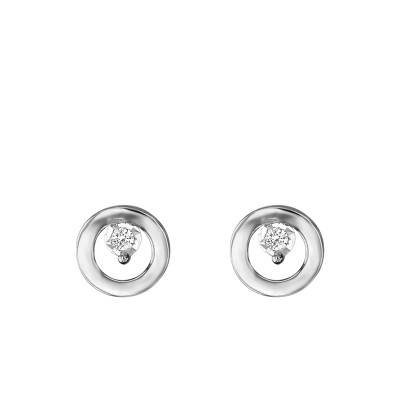Puces d'Oreilles Or Blanc 750, Diamants 0,02 ct - Joelli