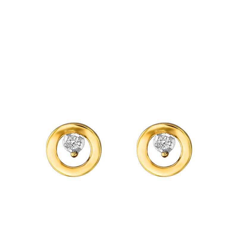 Two-Tone 750/1000 Gold and Diamond Stud Earrings - Joelli
