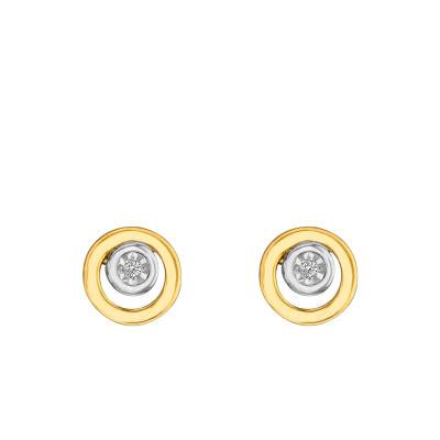 Two-Tone 750/1000 Gold and Diamond Round Stud Earrings - Joelli