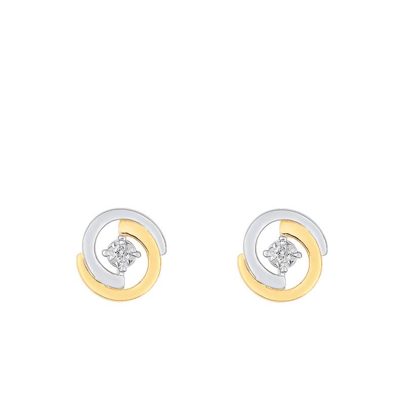 750 Yellow Gold & Diamond Double Arc Stud Earrings - Joelli