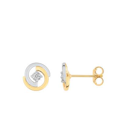 Boucles d'Oreilles Clous 2 Arcs Or Jaune 750 & Diamant - Joelli