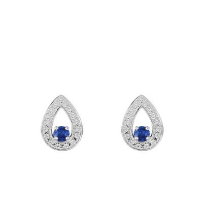 Boucles d'oreilles Gouttes Or Blanc 750 & Saphir - Joelli