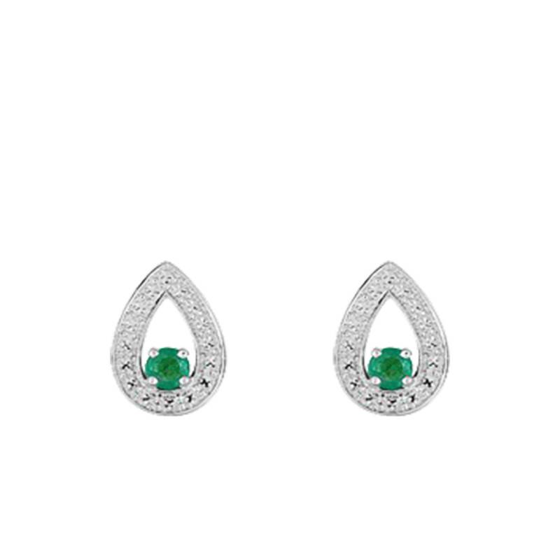 750/1000 White Gold & Emerald Drop Earrings - Joelli