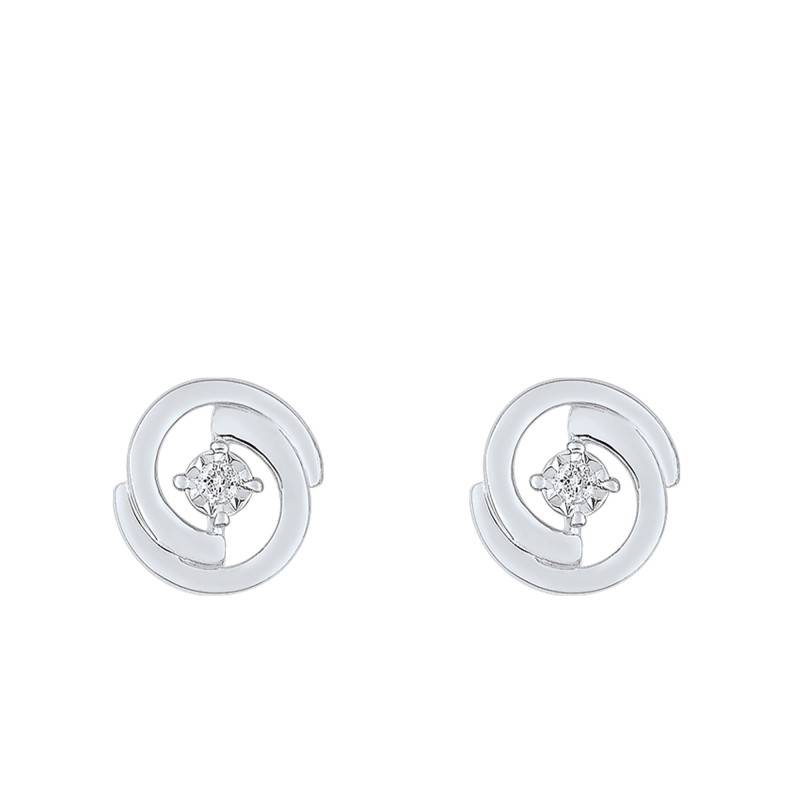 Diamond & 375 White Gold Double Arc Stud Earrings - Joelli