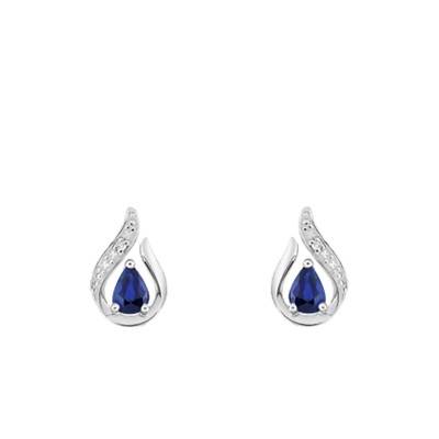 Boucles d'oreilles Or Blanc 750 Saphir & Diamant - Joelli