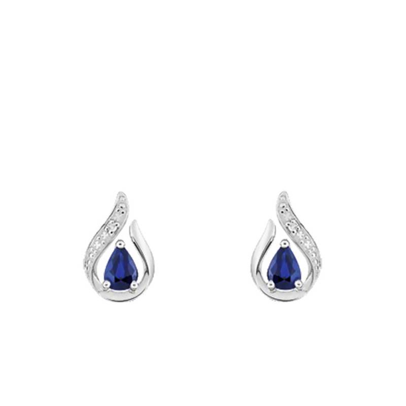 750/1000 White Gold Diamond & Sapphire Earrings - Joelli