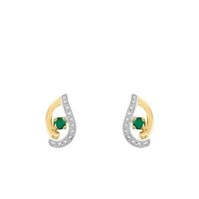 Boucles d'oreilles 2 Ors, 750 & Emeraude - Joelli