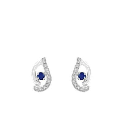 Boucles d'oreilles Or Blanc 750 & Saphir - Joelli