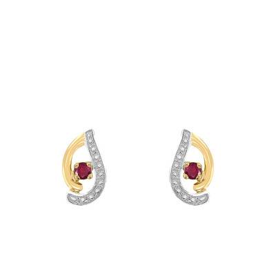 Boucles d'oreilles en 2 Ors 750 & Rubis - Joelli