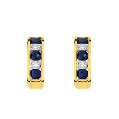 Créoles Or Jaune 750 Saphir & Diamants - Joelli